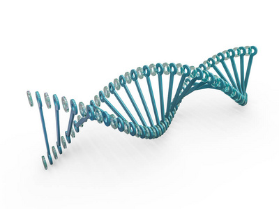 DNA链。 抽象的科学背景。 美丽的插画。 生物技术生物化学遗传学和医学概念。 3D渲染