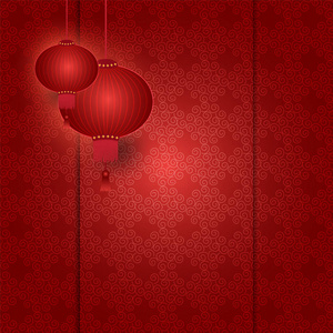 挂在图案红色背景的中国灯笼