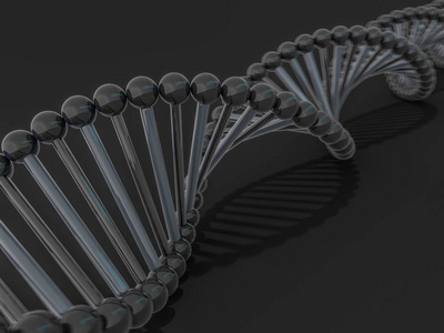 DNA链。 抽象的科学背景。 美丽的插画。 生物技术生物化学遗传学和医学概念。 3D渲染