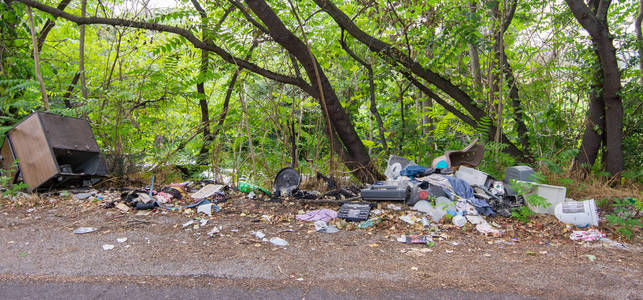 路边农村废弃的垃圾照片