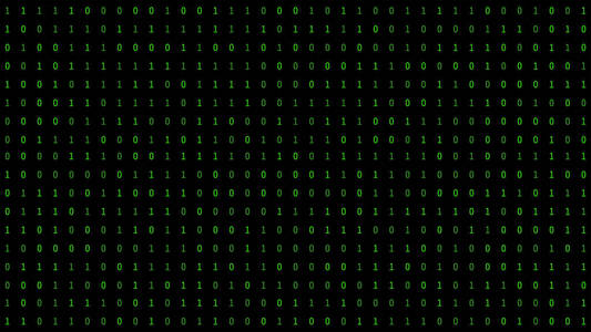 计算机屏幕上的01或二进制数在监控矩阵背景下的数字数据代码中的黑客或安全安全技术概念。 抽象插图