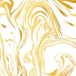 白色和金色大理石纹理背景。液体效应背景。手绘丙烯酸绘画的模仿。大理石纹表面矢量插图。易于编辑模板为您的设计项目。