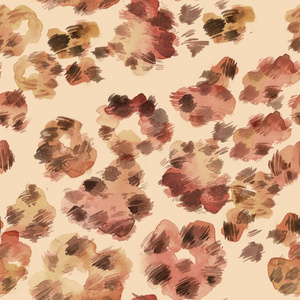 豹纹皮肤无缝图案.水彩手绘插图照片