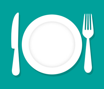 平板和餐具平面图标矢量插图