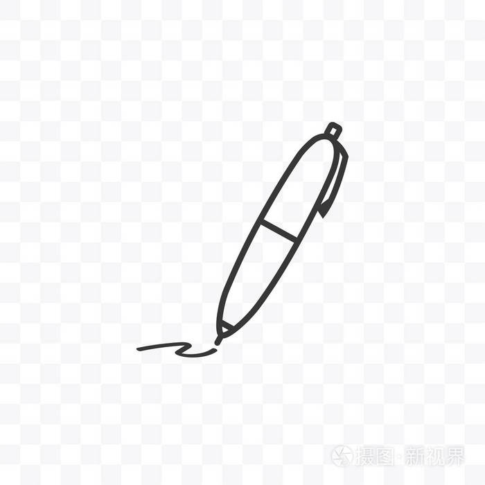轮廓笔图标简单轮廓平面风格矢量插图在透明背景.