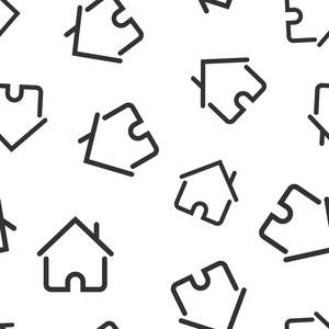 房屋建筑图标无缝图案背景。 家庭公寓矢量插图。 住宅符号图案。
