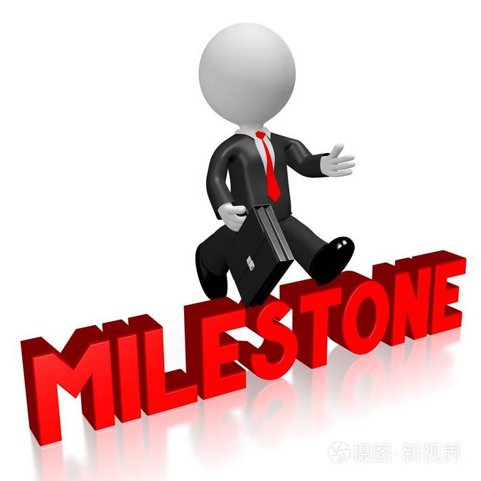 3d卡通人物商人跨越障碍里程碑概念