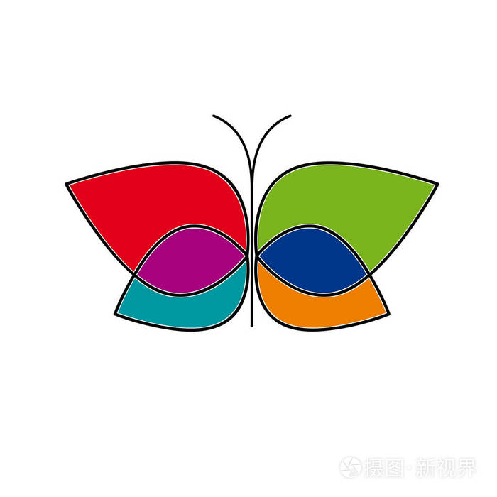 线性样式的矢量符号抽象蝴蝶