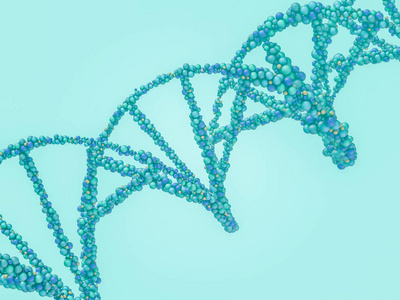 DNA链。 抽象的科学背景。 美丽的插画。 生物技术生物化学遗传学和医学概念。 3D渲染