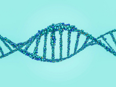 DNA链。 抽象的科学背景。 美丽的插画。 生物技术生物化学遗传学和医学概念。 3D渲染