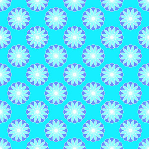 青色背景上的抽象花卉图案