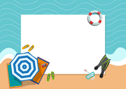 矢量抽象伞在海滩上夏季时间背景概念与复制空间