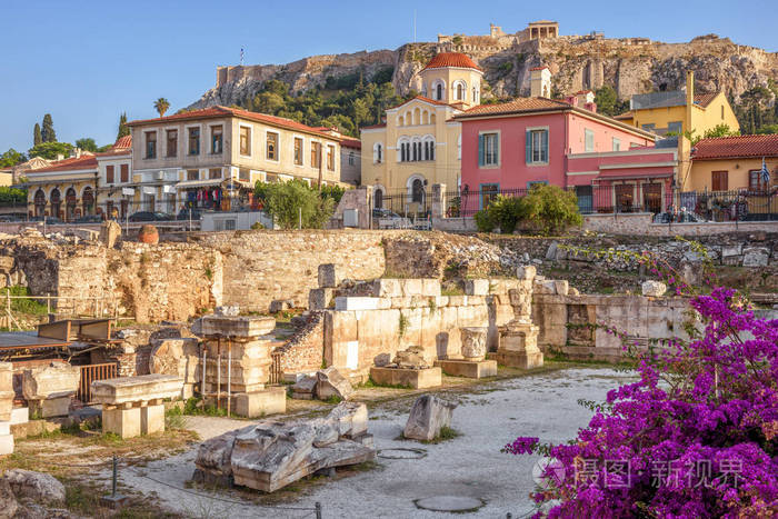 雅典旅游景点的美丽景色. 雅典中心的古希腊废墟.