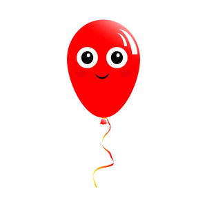 一个红色气球的宏伟设计，白色背景上有卡通眼睛