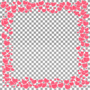 s Day. Pink hearts frame on white background. Vector illustratio