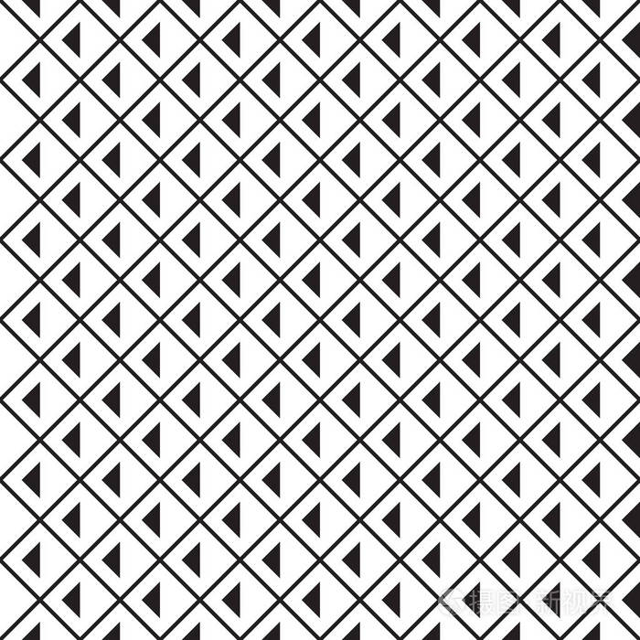 黑白条纹,三角形成排菱形. 无缝时尚的几何背景. 现代抽象模式.