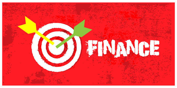 箭头击中目标中心的Grunge背景。 成功金融的矢量插图概念