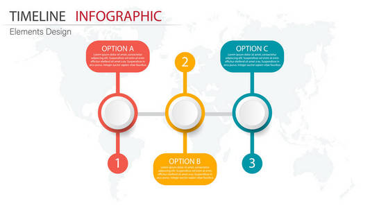 矢量抽象元素信息图形3步。 设计业务财务模板布局手册工作流信息或演示等。 信息图形时间线路径。 抽象三维矢量