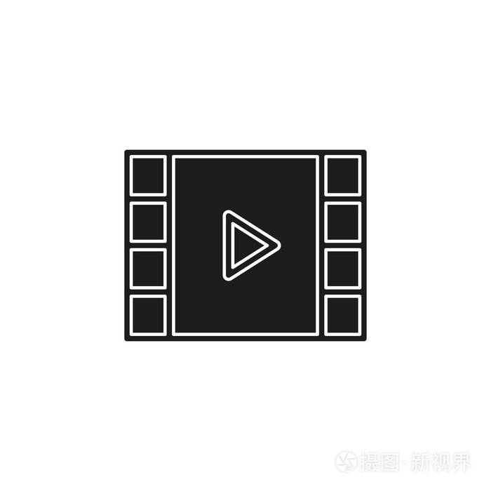 矢量剪辑播放按钮图标电影媒体符号开始观看或播放视频. 平面象形文字