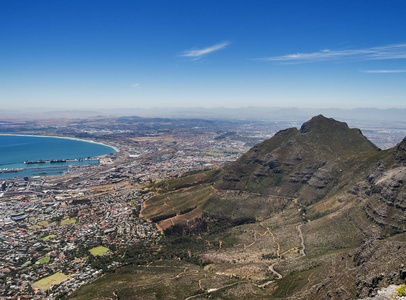 s Table Mountain, Lions head. Aerial view of Cape Town South Afr