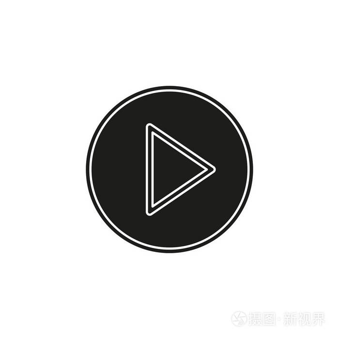 矢量播放按钮图标媒体符号开始音乐或播放视频. 平面象形文字简单图标