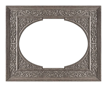银色画框镜子或白色背景隔离的照片