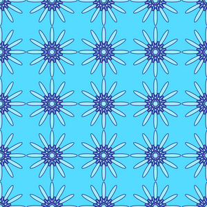 青色背景上的抽象花卉图案