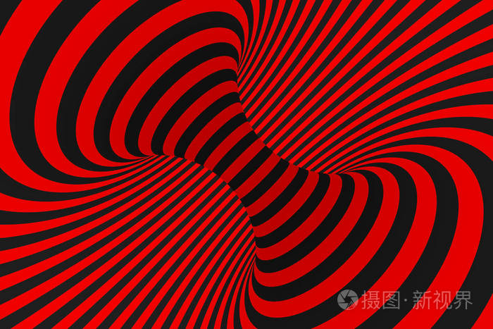 催眠的黑色和红色的管图像.对比扭曲圈, 条纹装饰