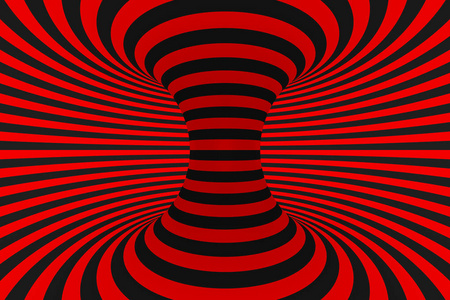 圆环3d 光学错觉光栅插图.催眠的黑色和红色的管图像.