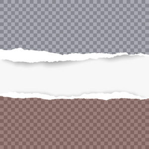 为文本或消息而撕成的灰色和棕色纸张位于白色背景上。向量例证