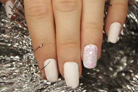 s manicure, Christmas nail color, white color nails