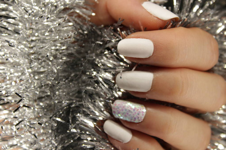 s manicure, Christmas nail color, white color nails