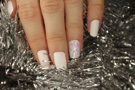 s manicure, Christmas nail color, white color nails