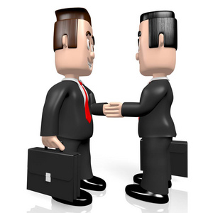 人物侧视3d人物(商人)-握手概念照片