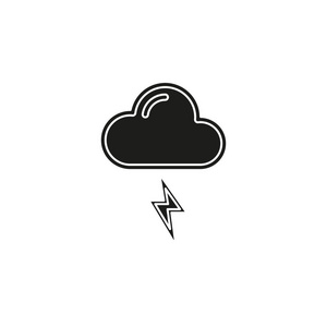 天气风暴插图，太阳雨符号天气风暴图标。平面象形文字简单图标
