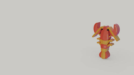 浅灰色背景下的红龙虾3D图标