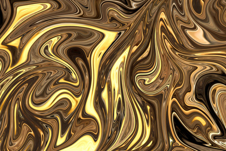 现代艺术模式。液体抽象图案与金色黄色和黑色图形颜色艺术形式。具有液化流的数字背景