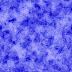 蓝色随机分布的半透明三角形的抽象无缝图案