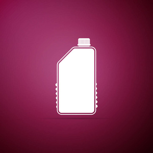 家用化学品空白塑料瓶图标隔离在紫色背景。液体洗涤剂或肥皂, 去污剂, 洗衣漂白剂, 浴室或厕所清洁剂。扁平设计。矢量插图