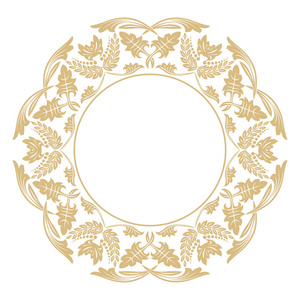 圆形巴洛克装饰。 复古风格的金框，用于标志祝贺邀请装饰。