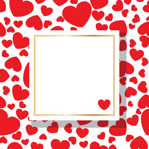 s Day square background with red hearts and space for text in th