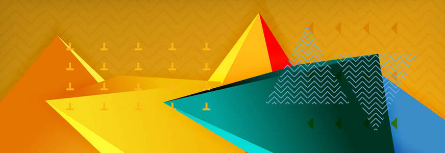矢量3d 三角形形状抽象背景, 折纸未来主义模板与线