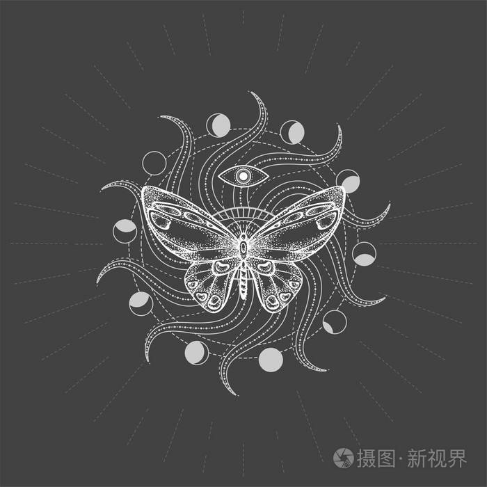 白色线形. 为您设计纹身或魔术工艺.