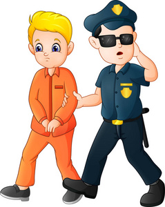 交通警察在不同的姿势.警车和警方设置的路障.