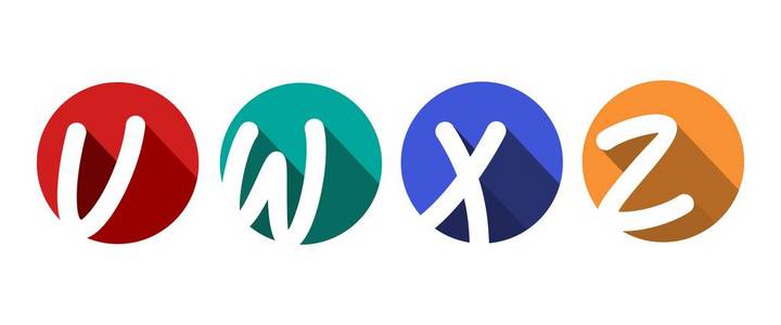 为您的字母表, 标志, 标志.扁平设计.四个调色板照片