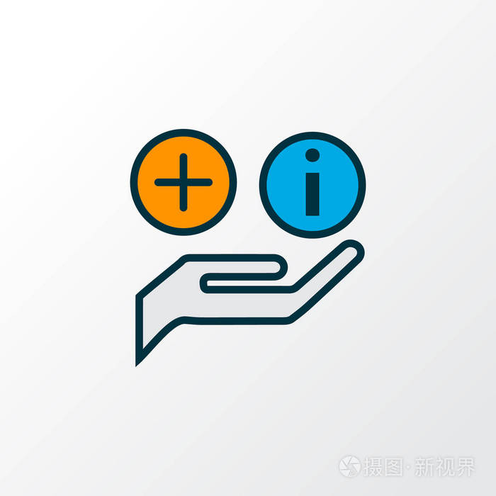 协助图标颜色的线条符号.时尚风格的优质隔离帮助元素