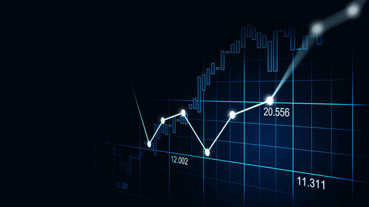 股票市场或外汇交易图的图形概念，适合金融投资或经济趋势，商业理念和所有艺术作品设计。 抽象金融背景