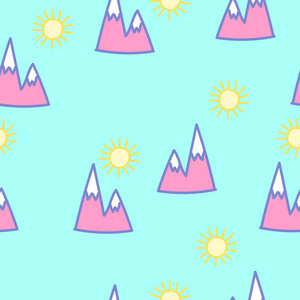 s drawing of mountains. Seamless vector pattern.