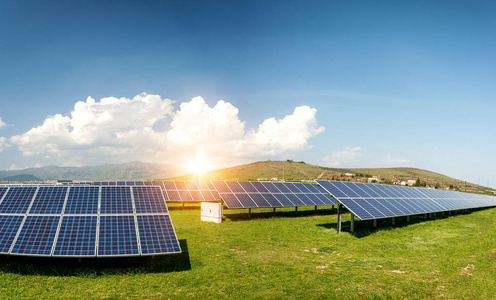 太阳能电池板光电替代电力来源的可持续资源概念