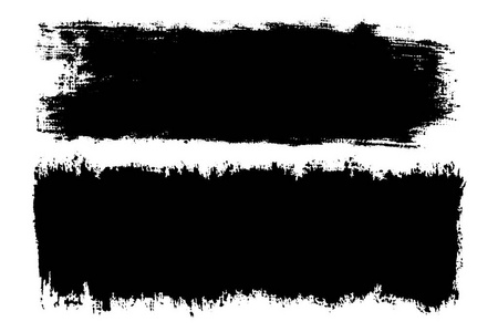 矢量集的手绘笔触, 污渍的背景。单色设计元素集。黑色艺术手绘背景矩形形状